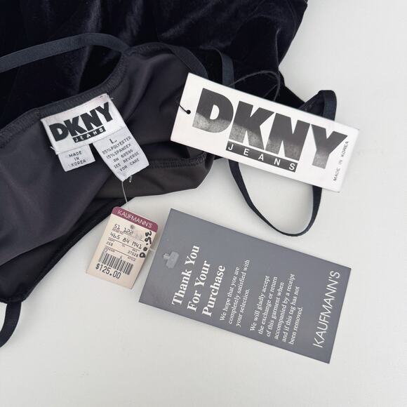 NWT Vintage DKNY Black Velvet Babydoll Mini Dress Size L - Picture 5 of 5